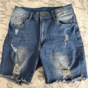 Distressed Denim Shorts